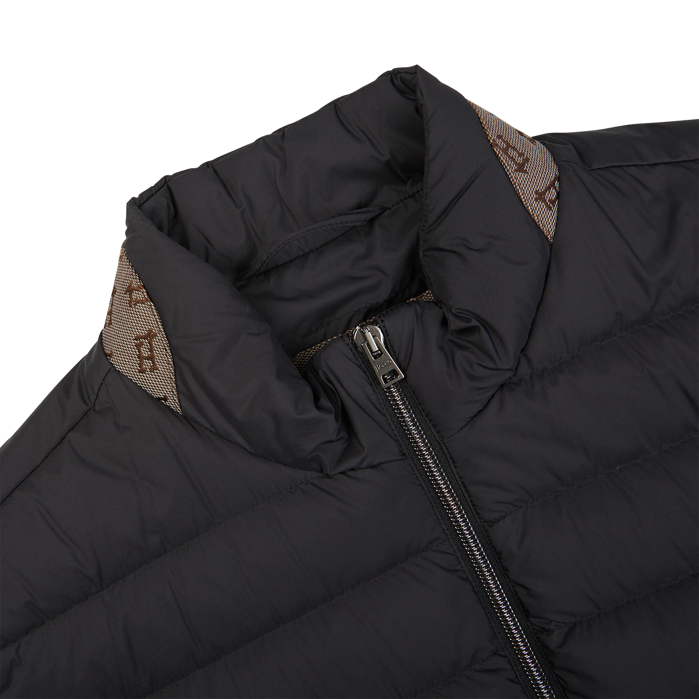 An Italian outerwear Herno black nylon goose down quilted gilet with a zippered collar.