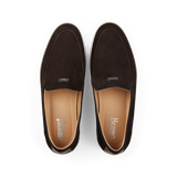 A pair of Dark Brown Suede Slip-on Loafers by Herno.