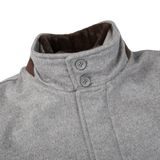 The back of a luxurious Herno Light Grey Water Repellent Cashmere Car Coat.