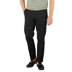 Hiltl Black Cotton Stretch Regular Fit Chinos Front