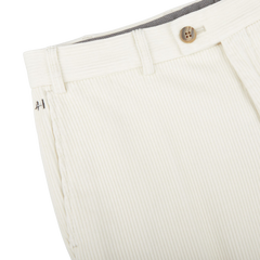 Hiltl Cream White Cotton Corduroy Regular Fit Chinos Edge1