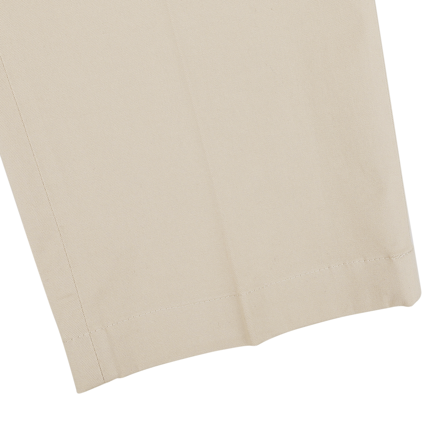 Close-up of the bottom hem of Hiltl's Khaki Cotton Stretch Regular Fit Chinos, highlighting the stitching detail and fabric texture crafted from pure cotton twill.