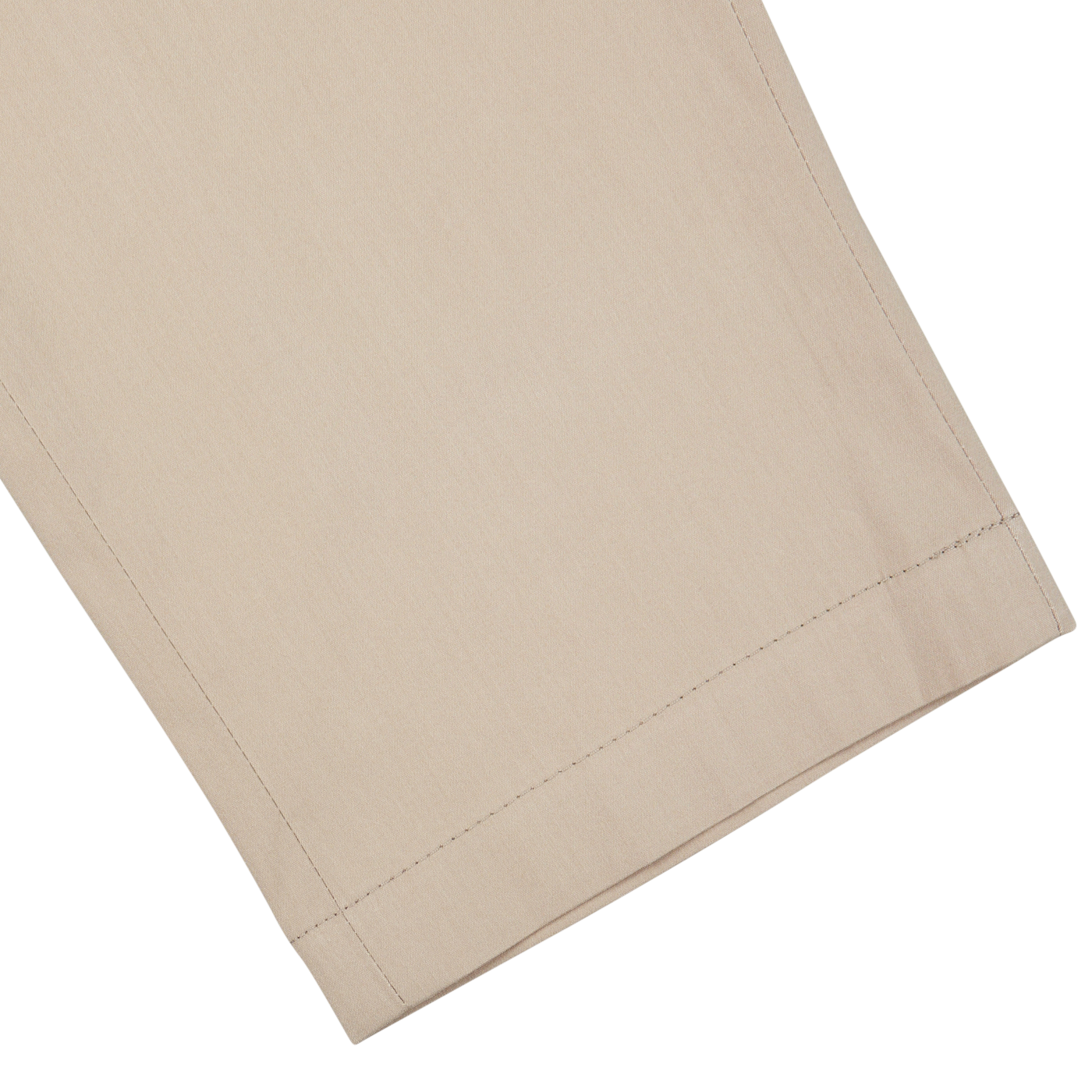 A Hiltl sand beige cotton nylon slim chinos with a sand beige cover on a white background.