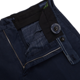 Incotex Dark Blue Cotton Stretch Comfort Chinos Zipper