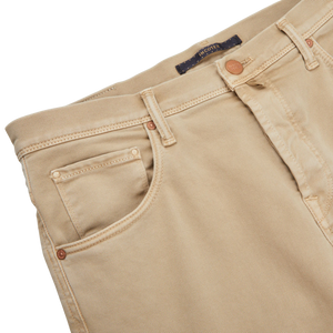 Incotex Khaki Beige Cotton Stretch Five Pocket Jeans Edge