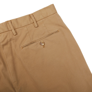 Incotex Khaki Beige Cotton Stretch Regular Fit Chinos Pocket