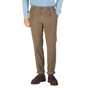 Incotex Mole Brown Cotton Stretch Casual Chinos Front