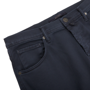 Incotex Navy Blue Cotton Stretch Five Pocket Jeans Edge
