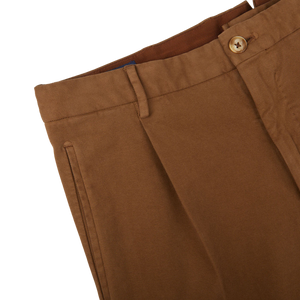 Incotex Tobacco Brown Cotton Tapered Fit Chinos Edge