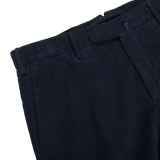 A close up of Incotex Blue Micro Cotton Corduroy High Comfort Chinos.