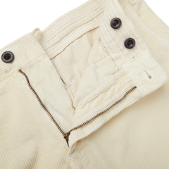 A close up of a pair of Incotex Cream Beige Cotton Corduroy Slacks Chinos.