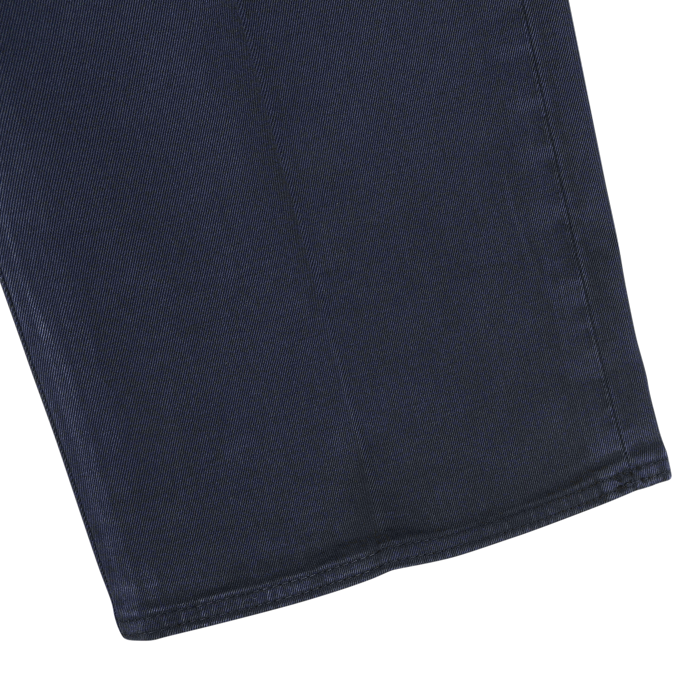 Close-up of the Dark Blue Cotton Stretch Model 30 Chinos by Incotex, highlighting the intricate seam and texture characteristic of premium fabric.