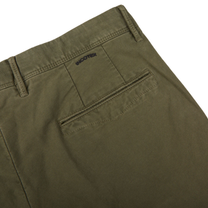 The back pocket of the Incotex Dark Green Cotton Stretch Slacks Chinos.