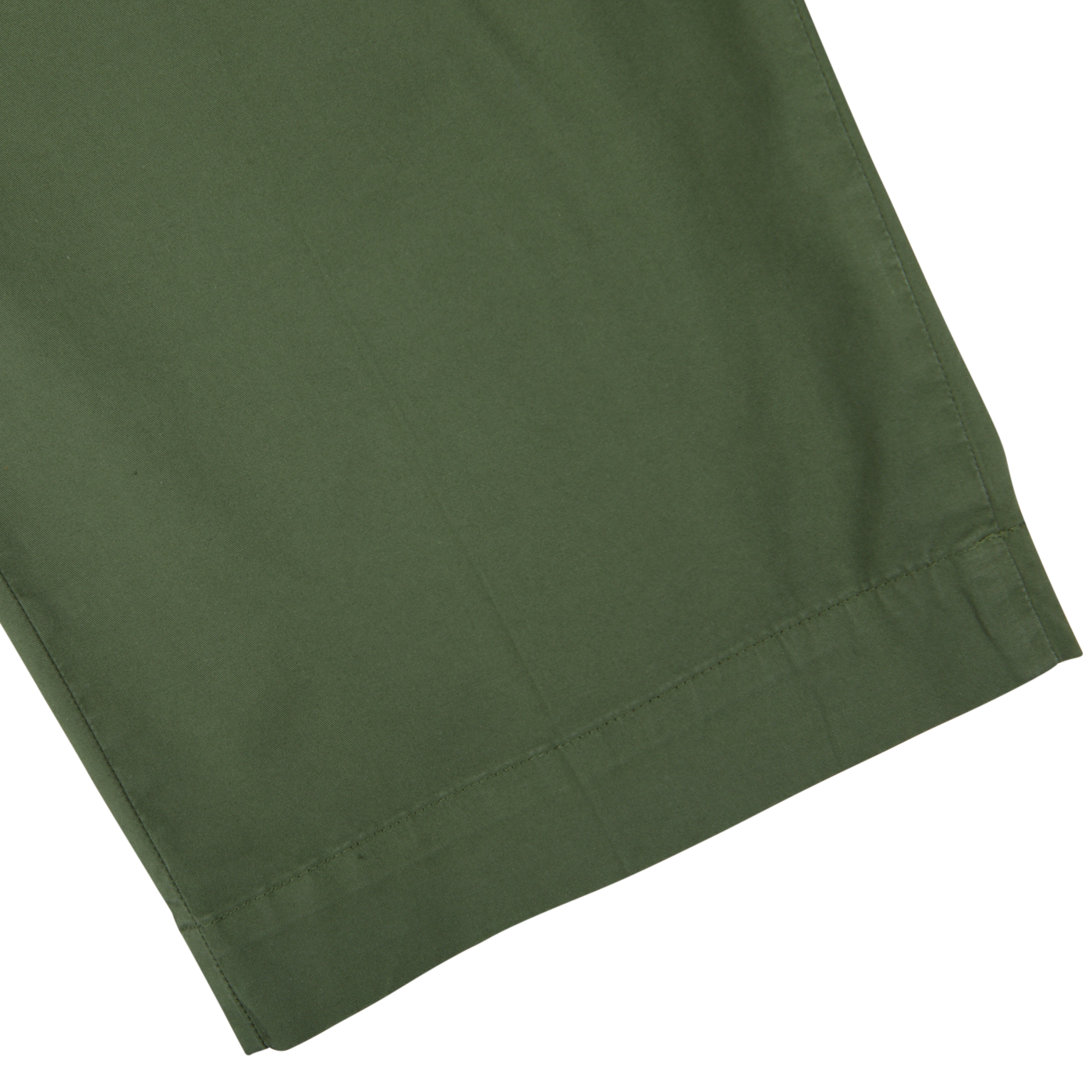 Grass Green Cotton Royal Batavia shorts by Incotex with a hem on a white background.