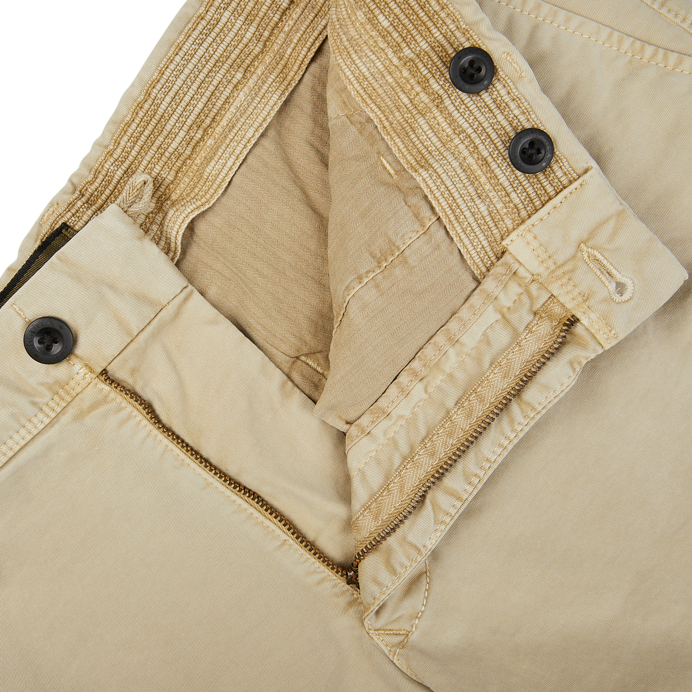 A close up of Light Beige Cotton Stretch Slacks Chinos by Incotex.