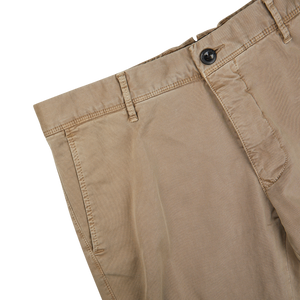 The men's Light Brown Cotton Stretch Slacks Chinos in tan by Incotex.