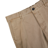 The men's Light Brown Cotton Stretch Slacks Chinos in tan by Incotex.