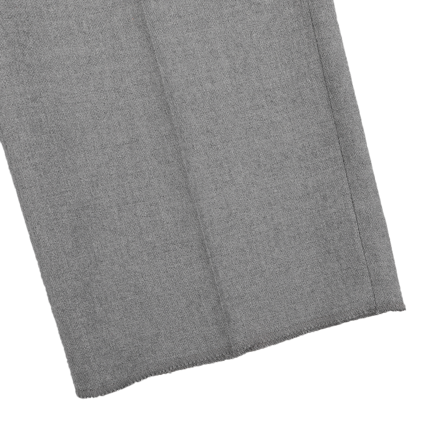 Close-up of the light grey wool flannel fabric featuring a vertical seam, typical of Incotex Light Grey Wool Flannel Slim Trousers.