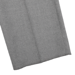 Close-up of the light grey wool flannel fabric featuring a vertical seam, typical of Incotex Light Grey Wool Flannel Slim Trousers.