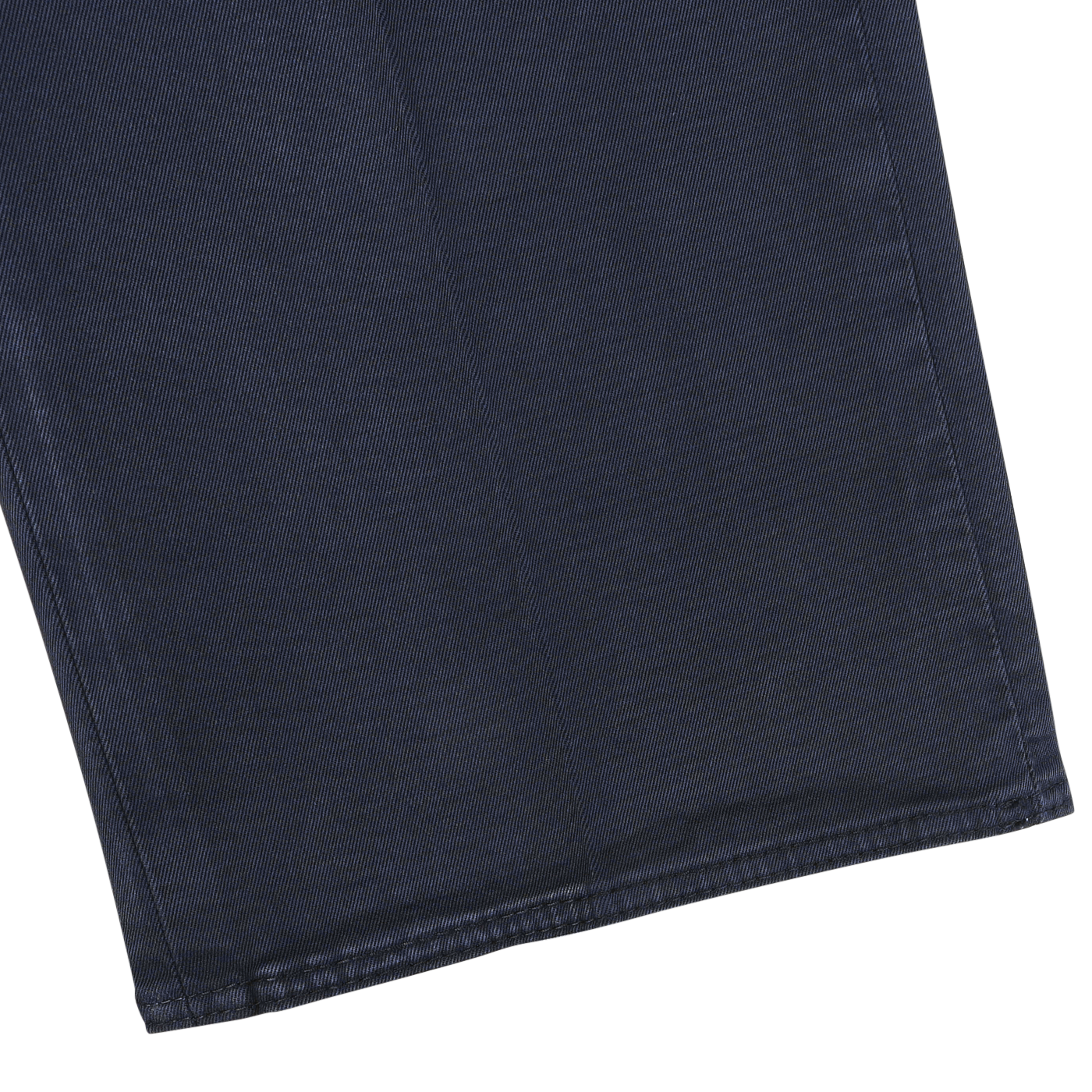 Close-up of the Navy Blue Cotton Twill Regular Chinos by Incotex, featuring the vertical ridges and stitching details.