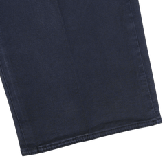 Close-up of the Navy Blue Cotton Twill Regular Chinos by Incotex, featuring the vertical ridges and stitching details.