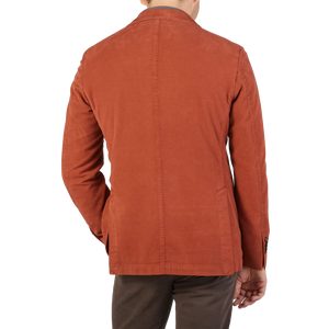 L.B.M 1911 Rust Orange Cotton Moleskin Blazer Back