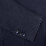 A close up of a Dark Blue Washed Wool Cashmere Blazer by L.B.M. 1911 with buttons.