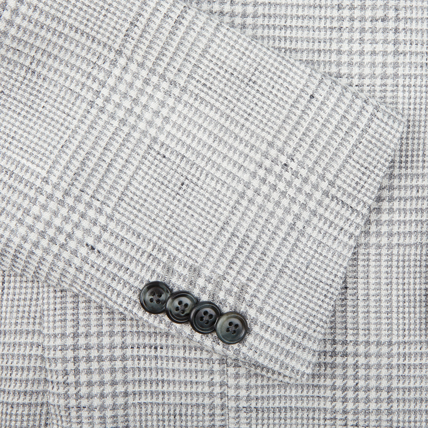 Luigi Bianchi Light Grey Checked Linen Wool Blazer Cuff
