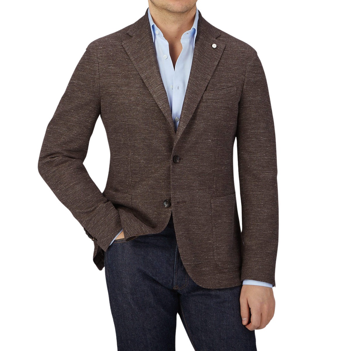 Luigi Bianchi, a man wearing a Brown Melange Cotton Linen Jersey Blazer.
