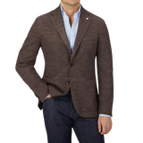 Luigi Bianchi, a man wearing a Brown Melange Cotton Linen Jersey Blazer.