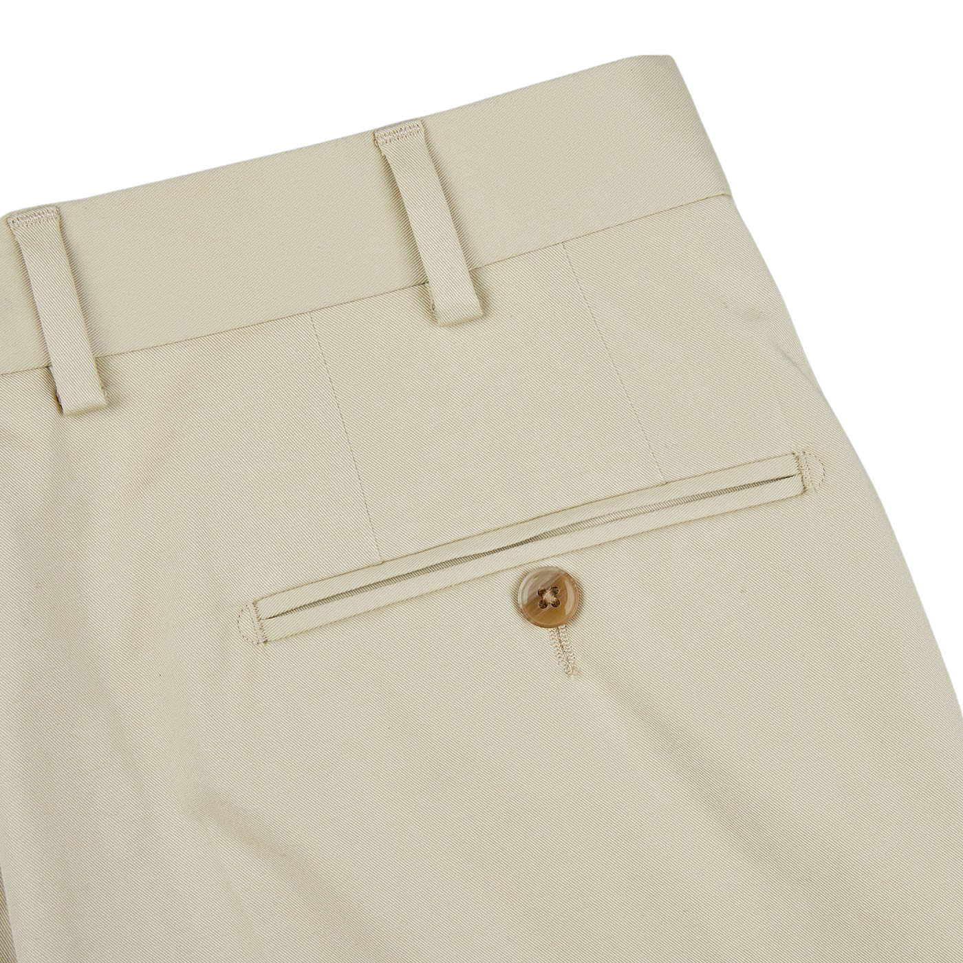 Luigi Bianchi Light Beige Cotton Twill Flat Front Trousers with buttons on the side, in regular fit.