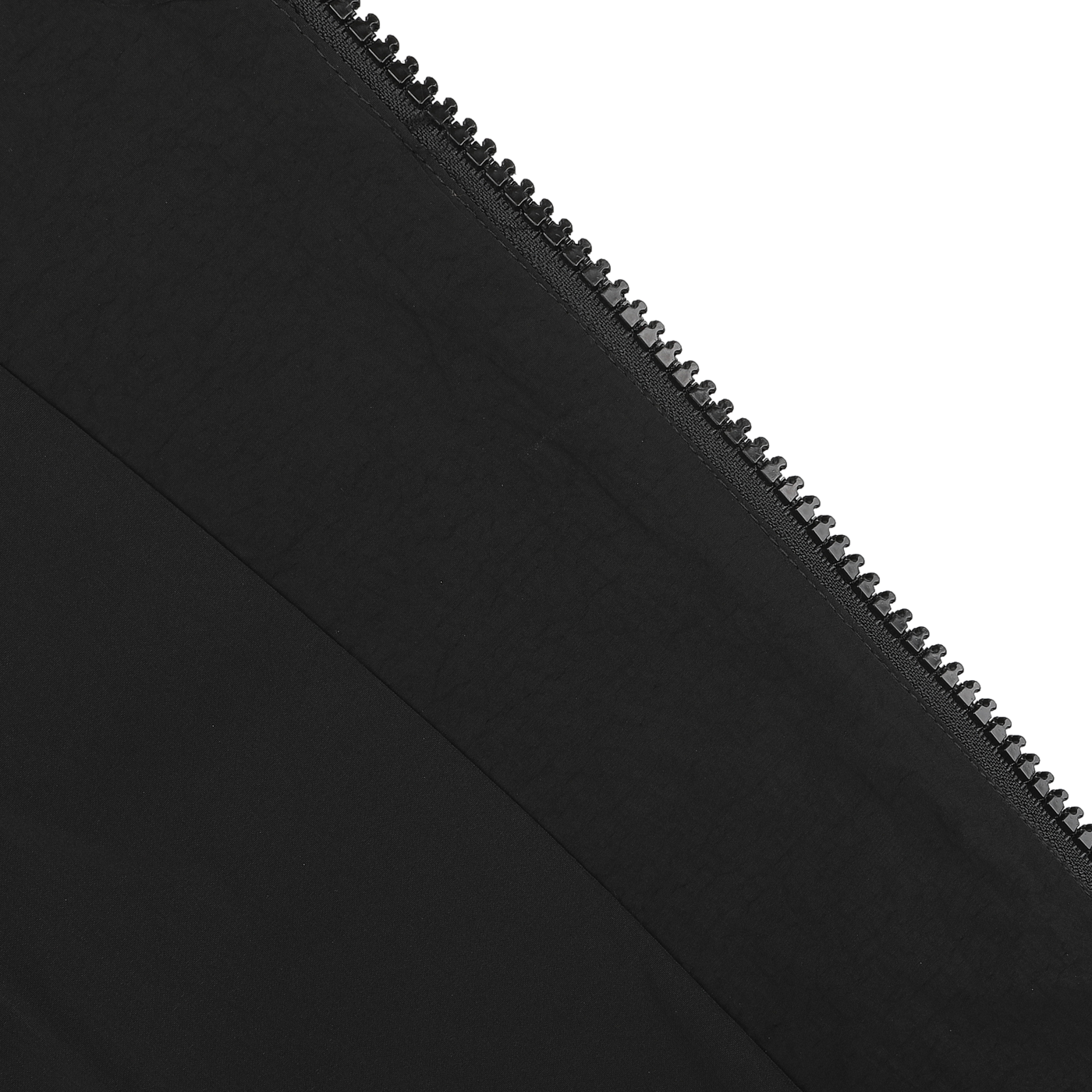 A close-up of a black zipper on the Camel Beige Sherpa Fleece Jacket by MC2 Saint Barth, showcasing the zipper teeth in a diagonal orientation against the cozy texture of the fabric.