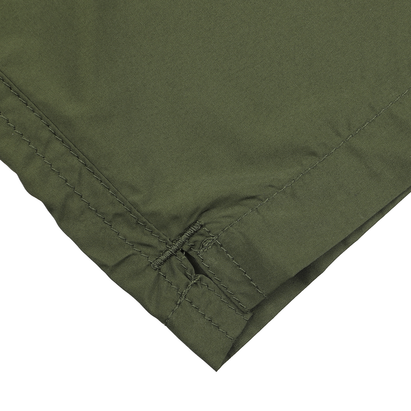 The MC2 Saint Barth Military Green Pantone 18-0316 Swim Shorts showcase precise stitching and a folded edge, made from quick-drying fabric for lasting comfort. The look is finished with a stylish contrasting drawstring waist.