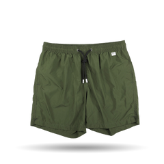 The MC2 Saint Barth Military Green Pantone 18-0316 Swim Shorts are designed with a contrasting drawstring waist and an elastic waistband, made from quick-drying fabric for ultimate comfort.