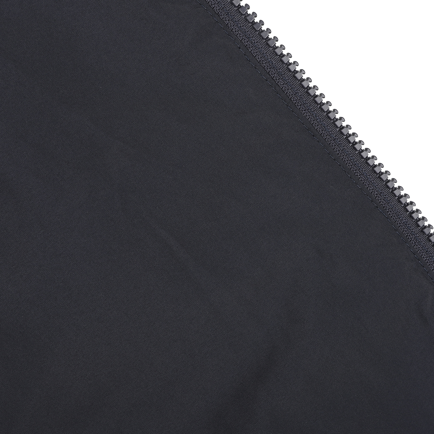 Close-up of a navy blue wool padded jacket by MC2 Saint Barth with a visible zipper on the right side against a white background.