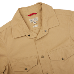 The Camel Beige Cotton Ripstop Country Overshirt in tan by Manifattura Ceccarelli.