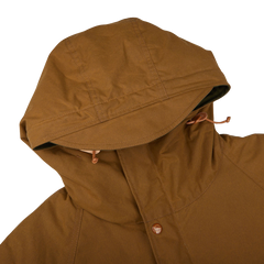 A Dark Tan Cotton Canvas Fisherman Parka made in Italy by Manifattura Ceccarelli.