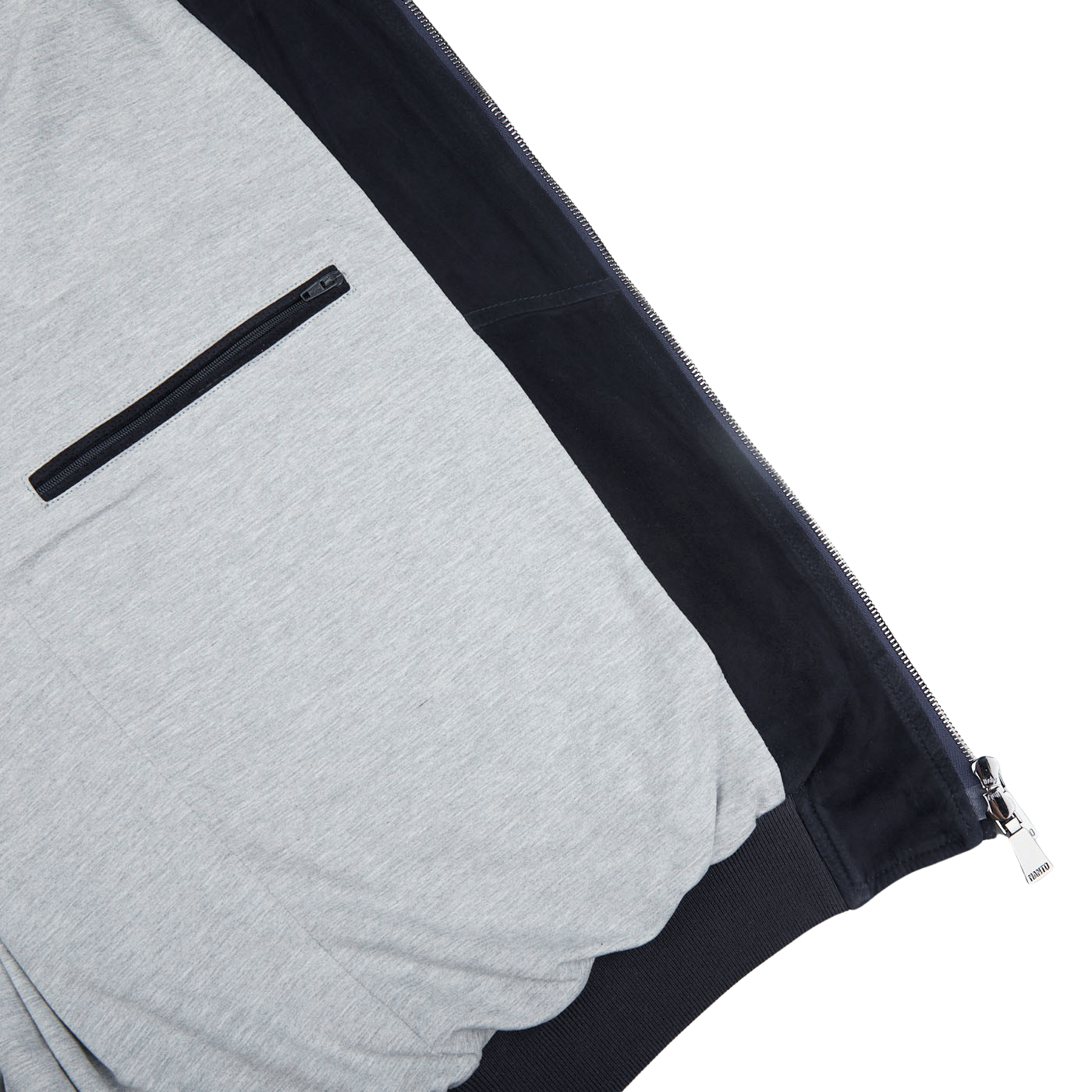 A Manto navy blue sweatpants with a pocket on the side.