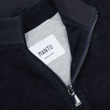 Manto Navy Blue Perforated Suede Leather Blouson.