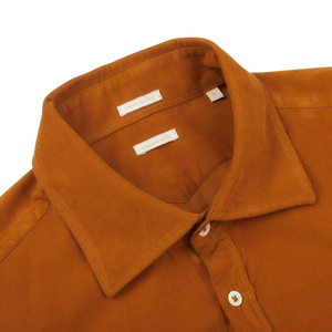 Massimo Alba Brick Orange Cotton Corduroy Casual Shirt Collar