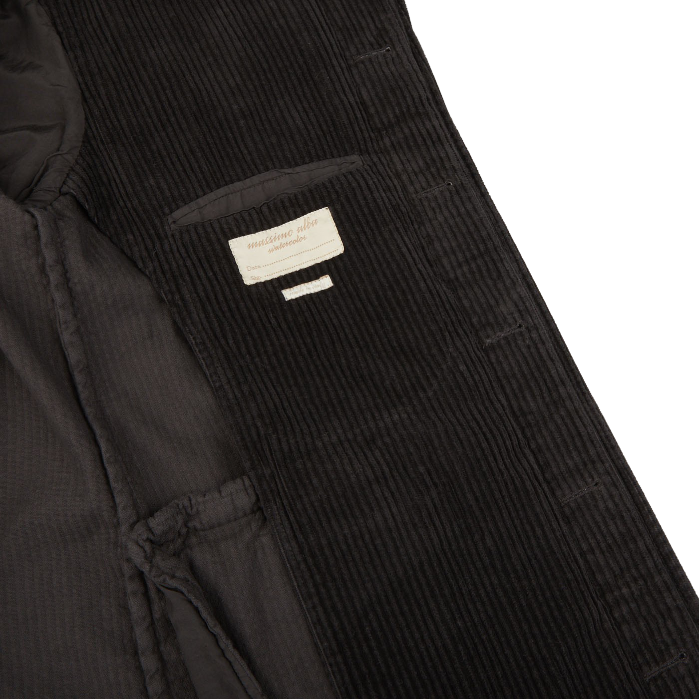 Massimo Alba Dark Grey Cotton Corduroy Field Jacket Inside