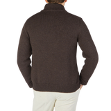 Massimo Alba wearing a Dark Brown Heavy Wool Maxim Zip Jacket.