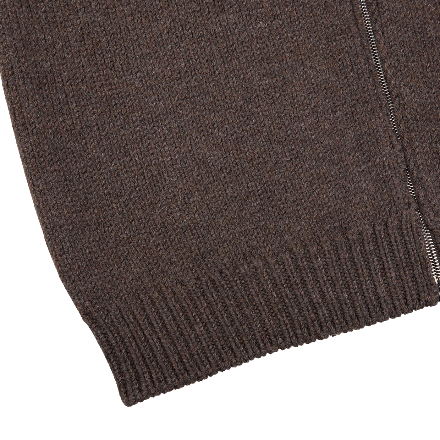 A close up of a Dark Brown Heavy Wool Maxim Zip Jacket by Massimo Alba.