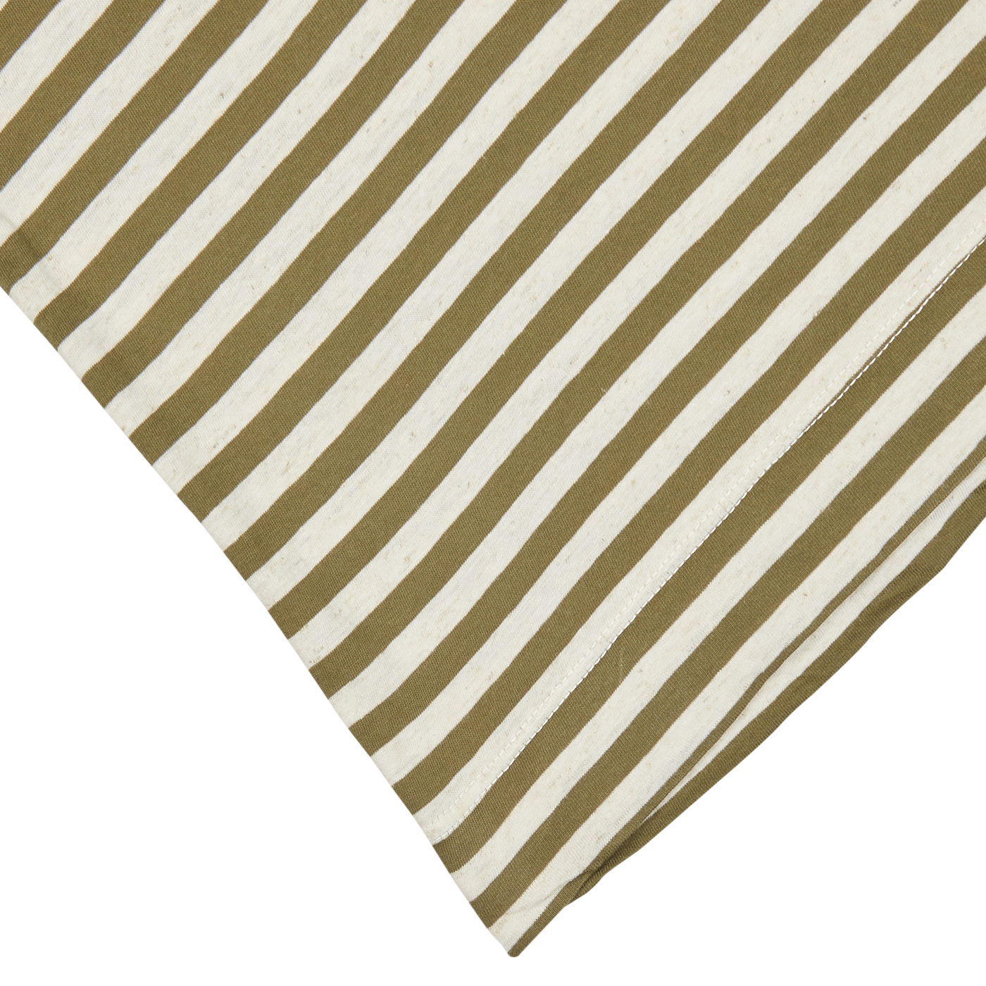 Striped fabric with alternating olive and white lines on a plain background, crafted from a cotton-linen blend by Massimo Alba.