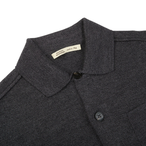 Maurizio Baldassari Charcoal Grey Milano Knitted Wool Overshirt Collar