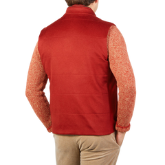 Maurizio Baldassari Paprika Red Water Repellent Pure Cashmere Gilet Back