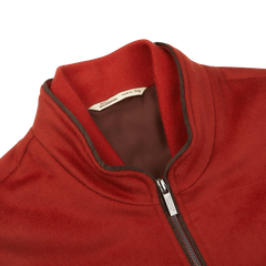 Maurizio Baldassari Paprika Red Water Repellent Pure Cashmere Gilet Collar