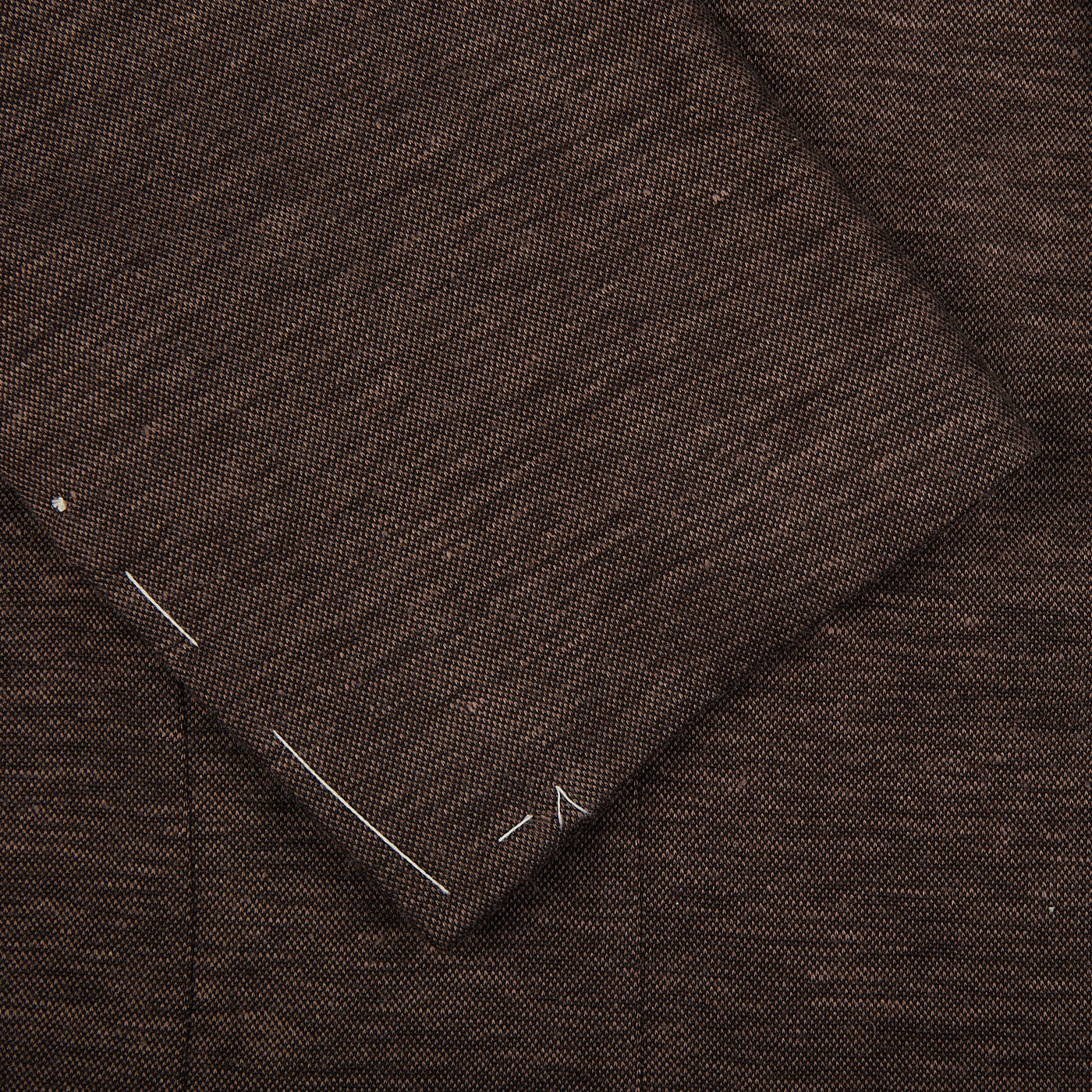 A close up of a Maurizio Baldassari Brown Melange Wool Linen Silk Jersey Blazer.