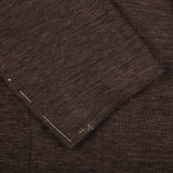 A close up of a Maurizio Baldassari Brown Melange Wool Linen Silk Jersey Blazer.