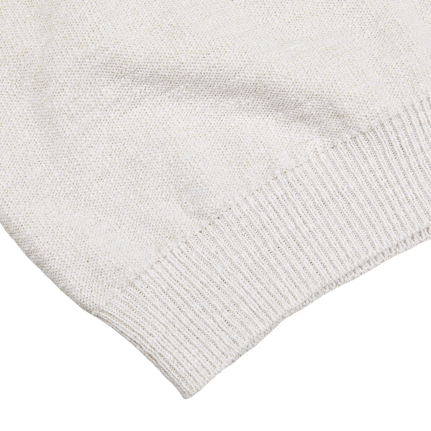 A close up of a Maurizio Baldassari Cream White Cotton Mouline 1/4 Zip Sweater on a white surface.